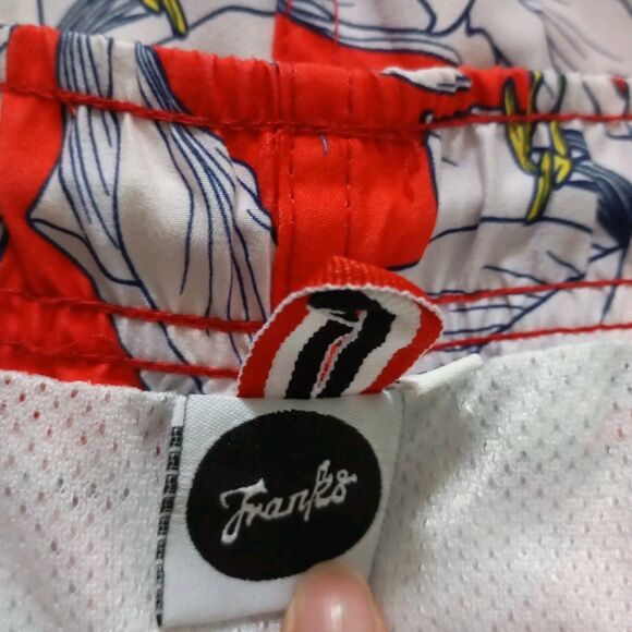 Franks Red Floral Brief Lined Swim Shorts Men's Size M - Picture 3 of 12